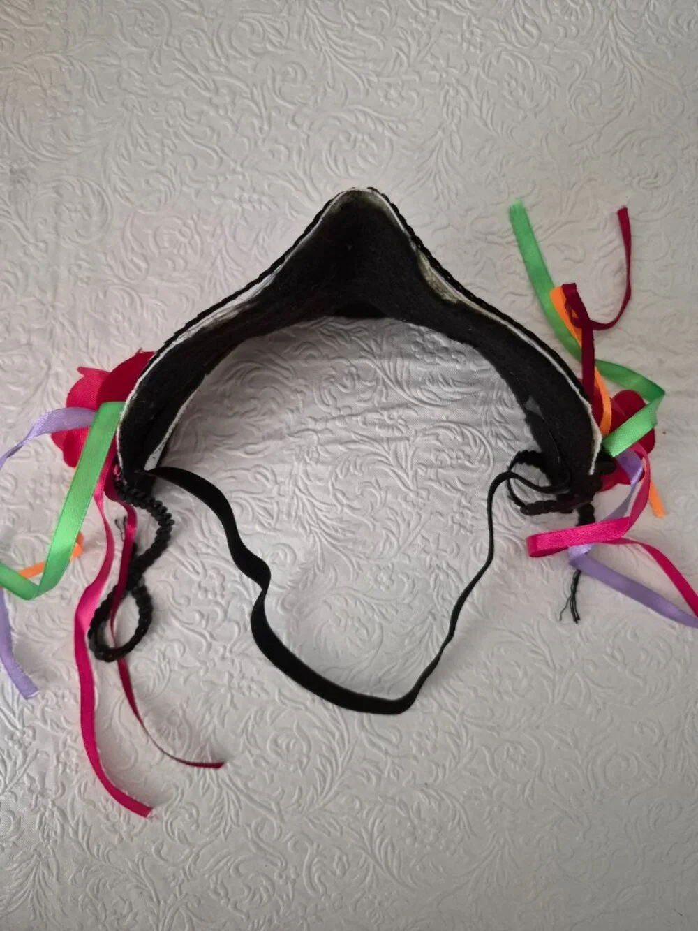 Adult Sequin Floral Halloween Masquerade Costume Mask Red Black Pink Streamers